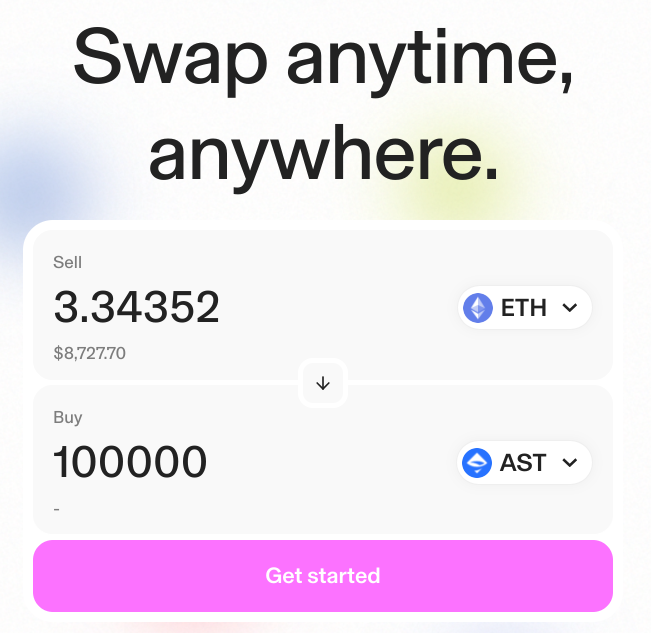 ast swap uniswap 100k