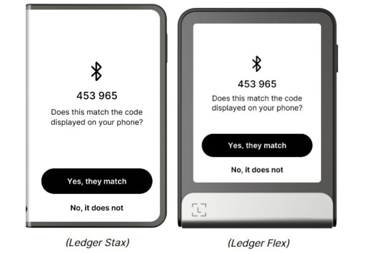 You need to ensure the codes match to pair the Ledger Stax and the app.