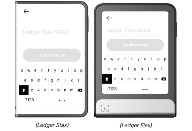 Typing the name of the device straight into your Ledger Stax wallet.