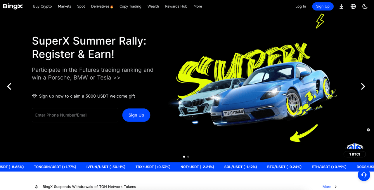 BingX homepage