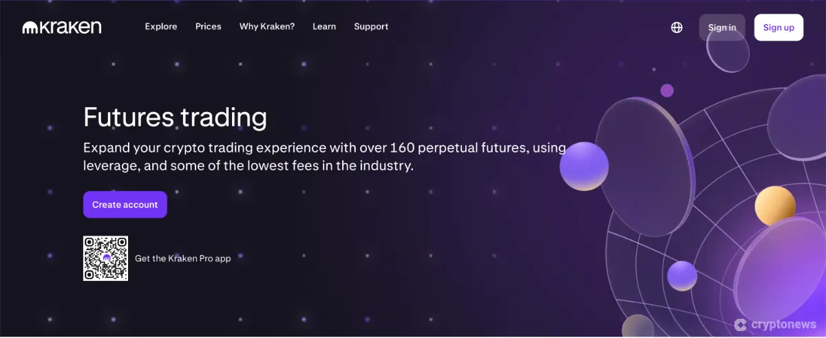 Kraken homepage screenshot