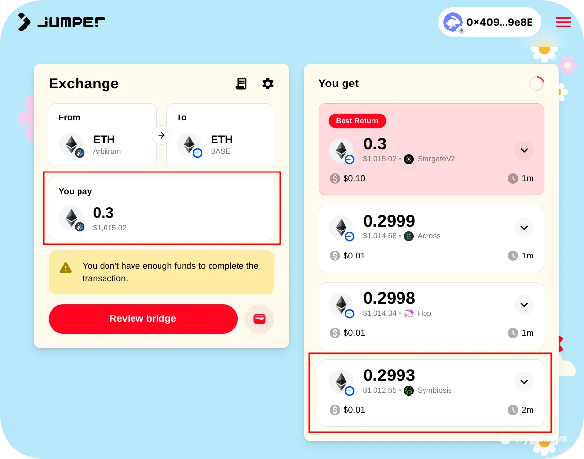 example 2 of how much does it cost to bridge crypto
