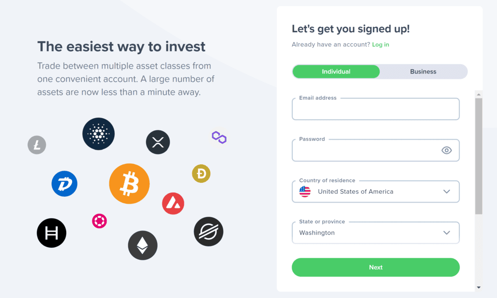 Sign up for Uphold DEX