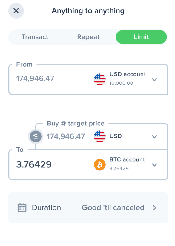 Uphold DEX Limit Order