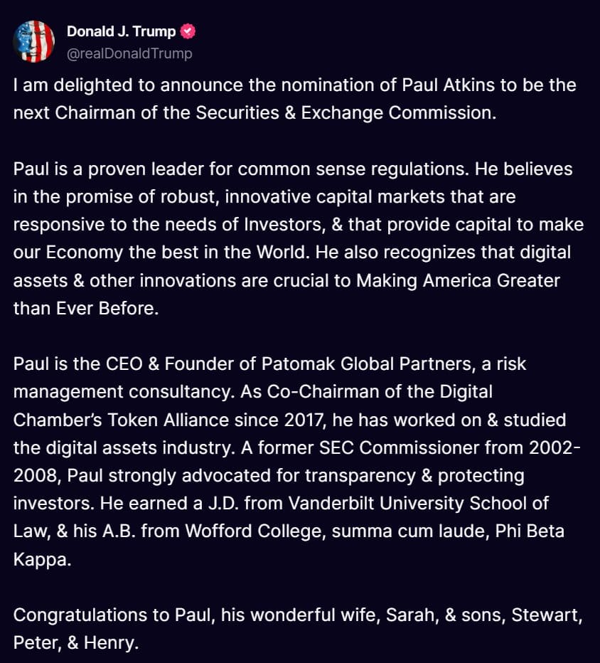 What Reforms Can We Expect from Paul Atkins at the SEC? Paul Atkins