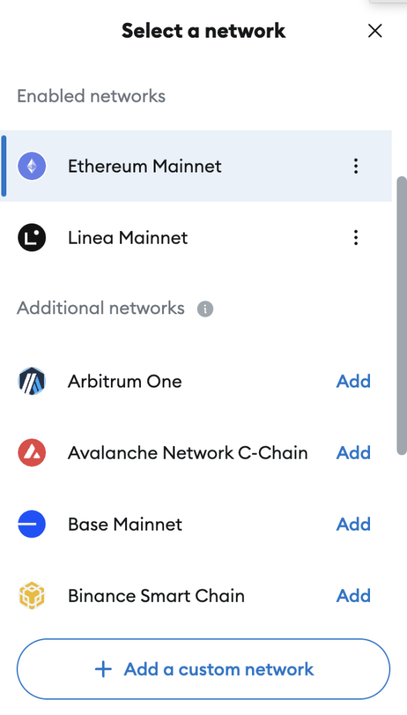 how to select a network in metamask
