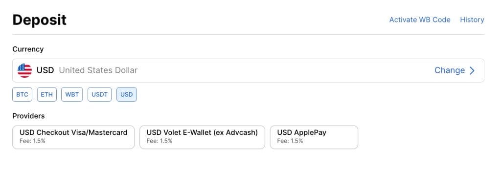 WhiteBIT Deposit