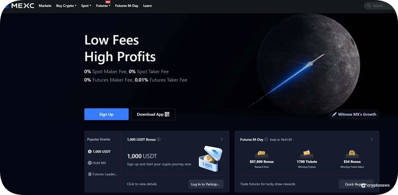 MEXC low crypto spot trading fees