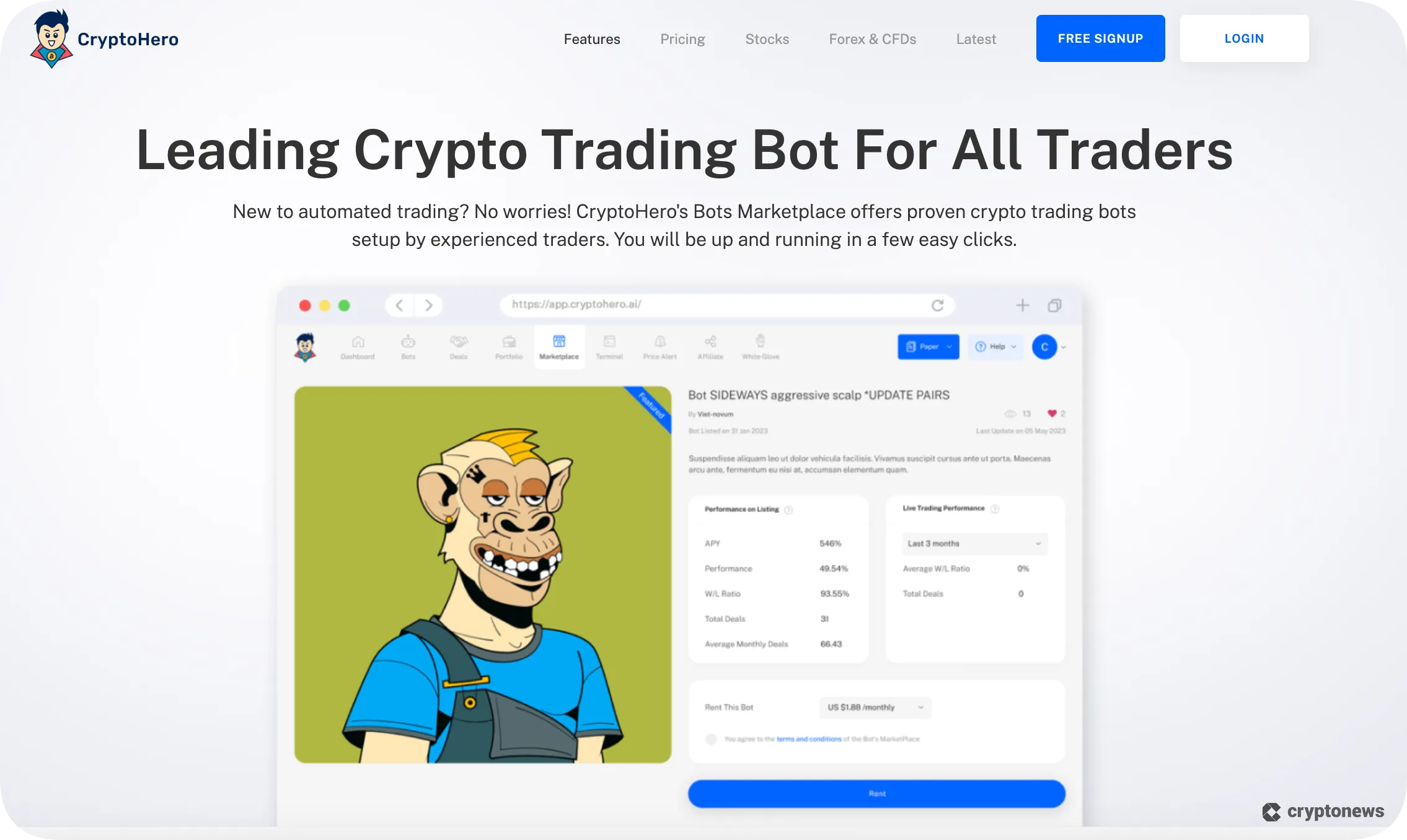 Cryptohero homepage