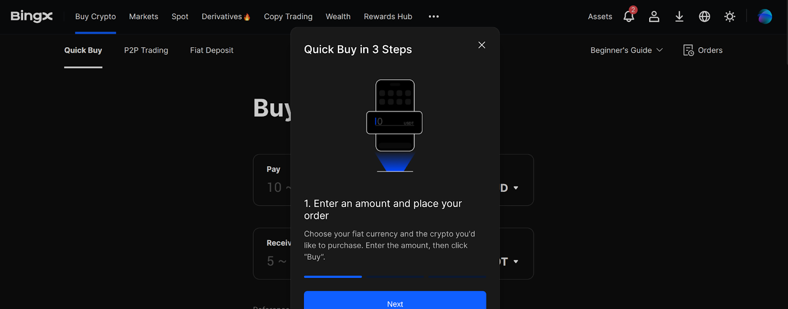 bingx quick buy
