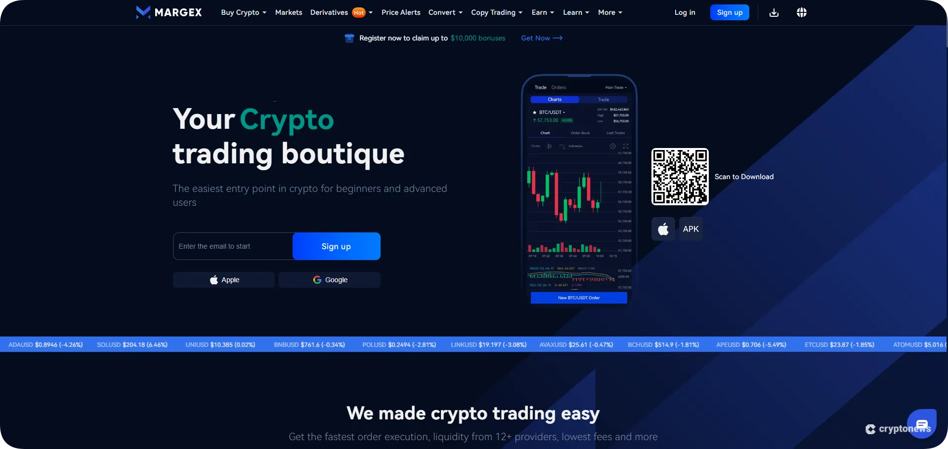 margex low-fee crypto exchange