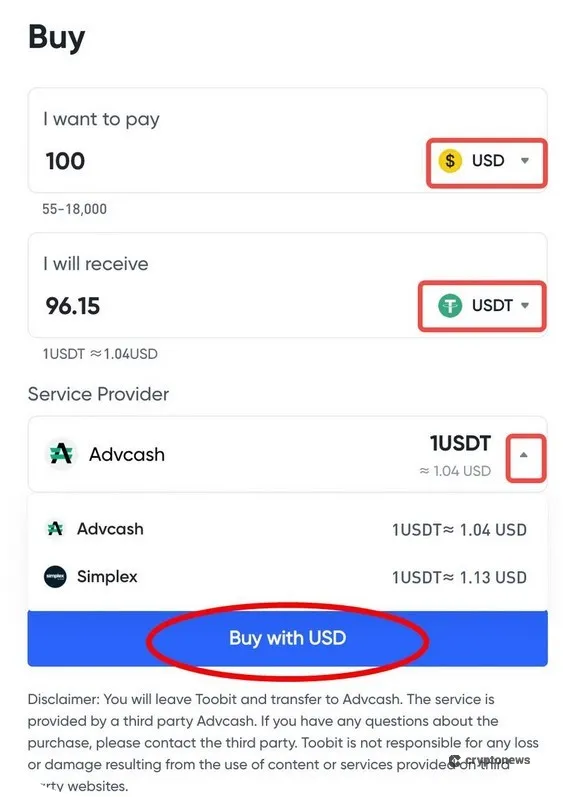 step 4 add funds to your account for toobit