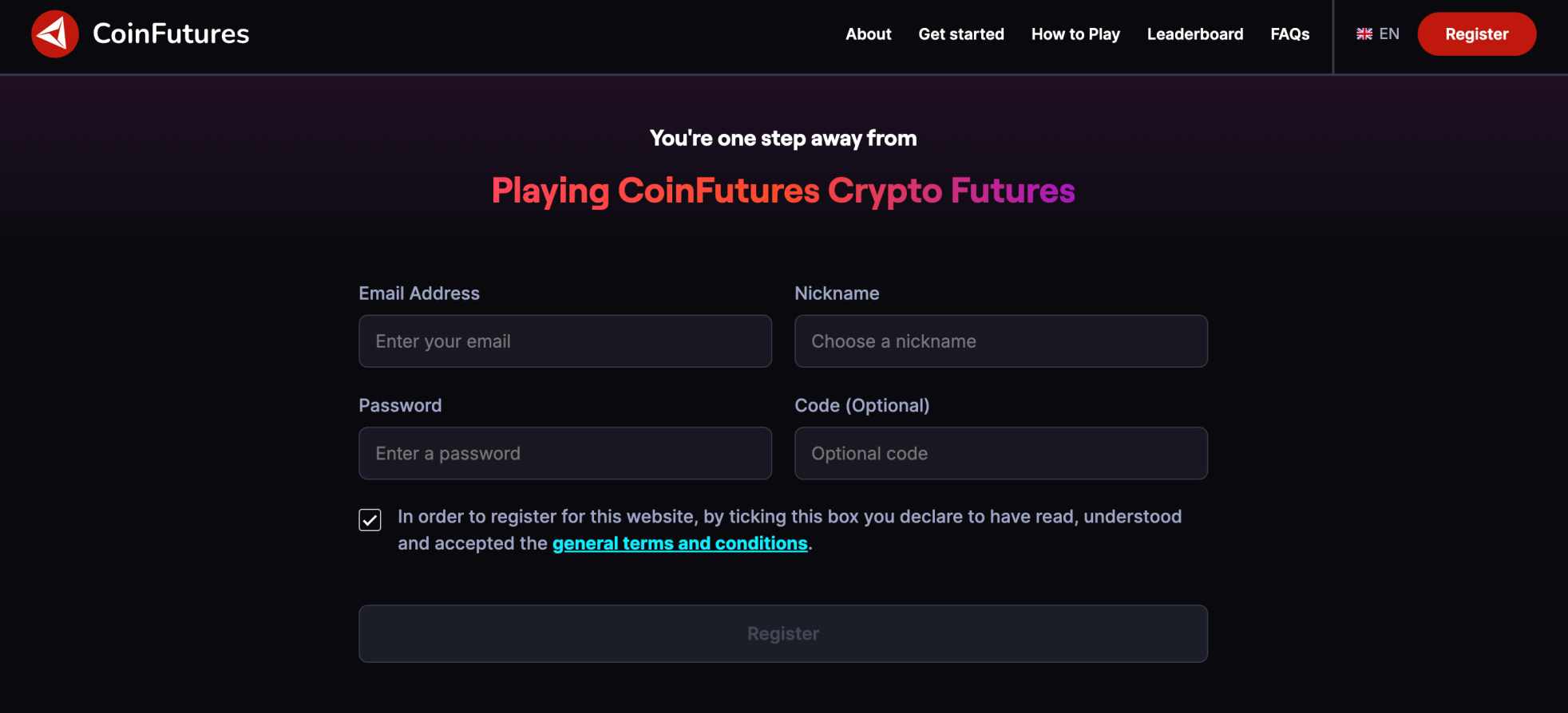 CoinFutures register