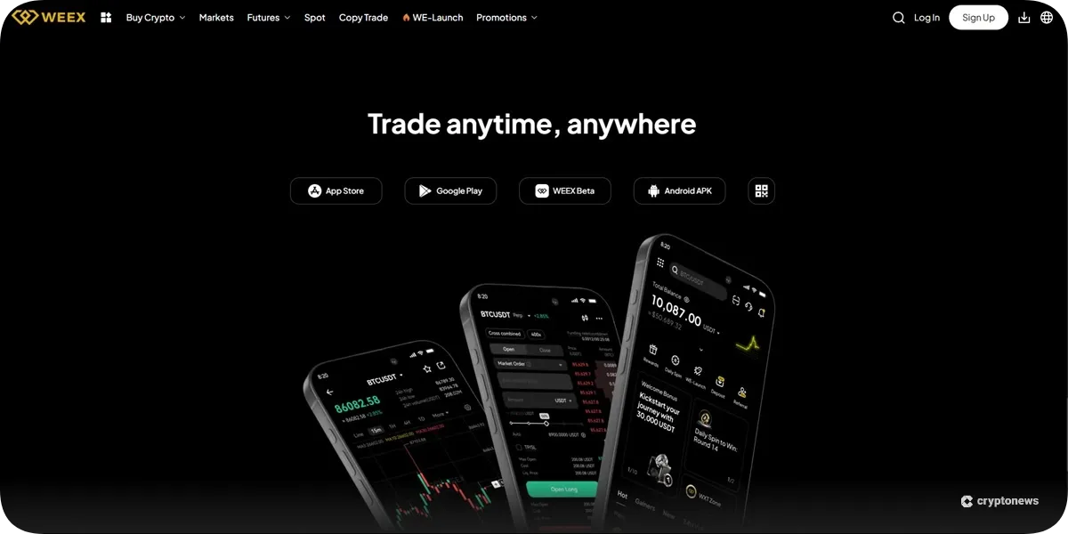 WEEEX mobile trading app