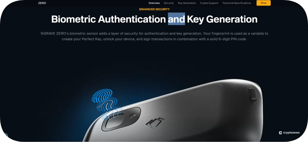 biometric fingerprint scanner is one of the features of ngrave
