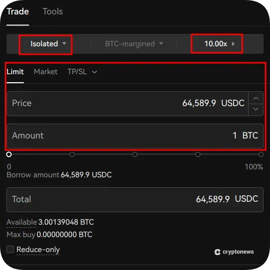 crypto leverage trade setup