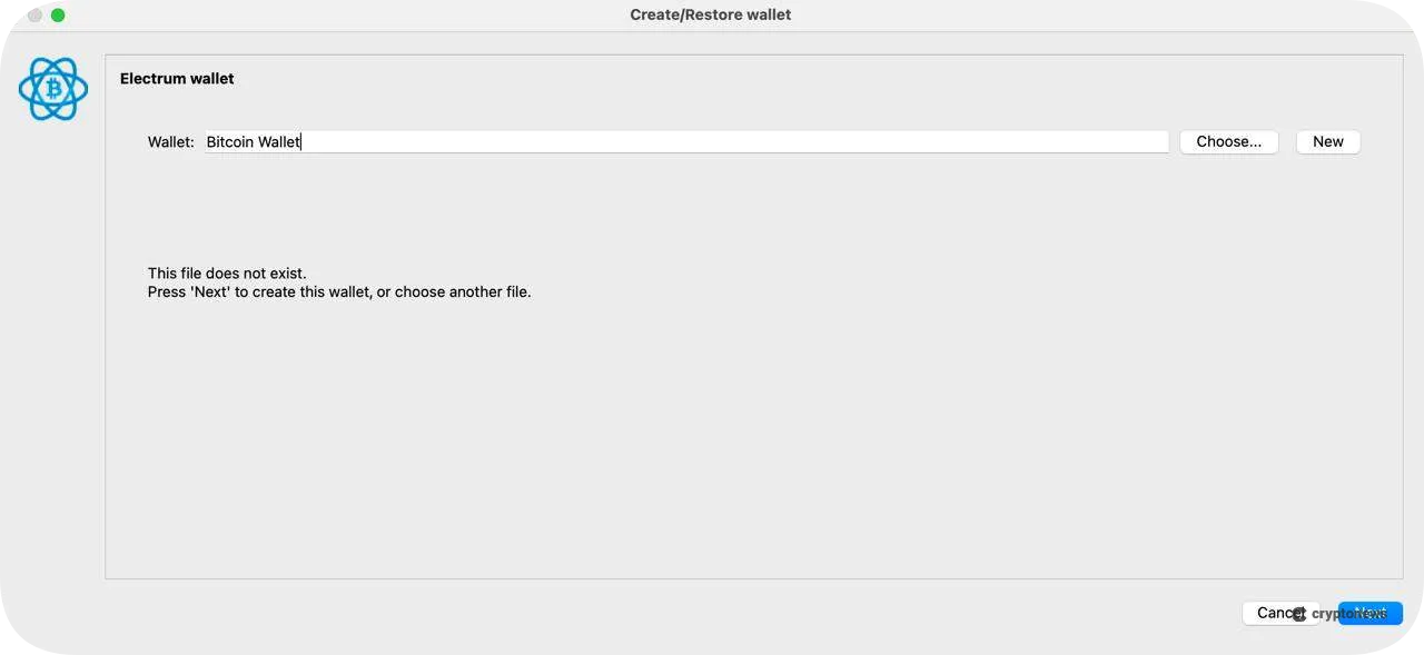 Create a Wallet on electrum