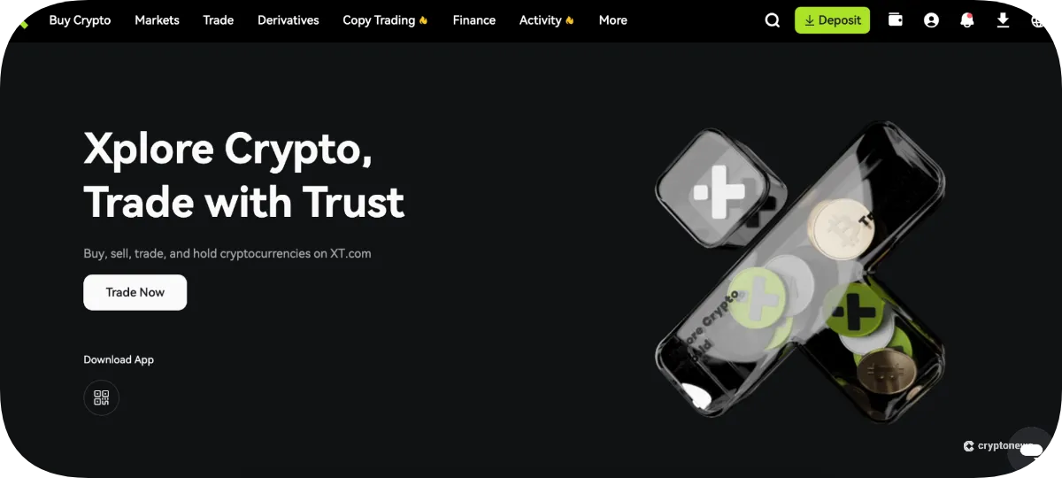 XT Exchange homepage