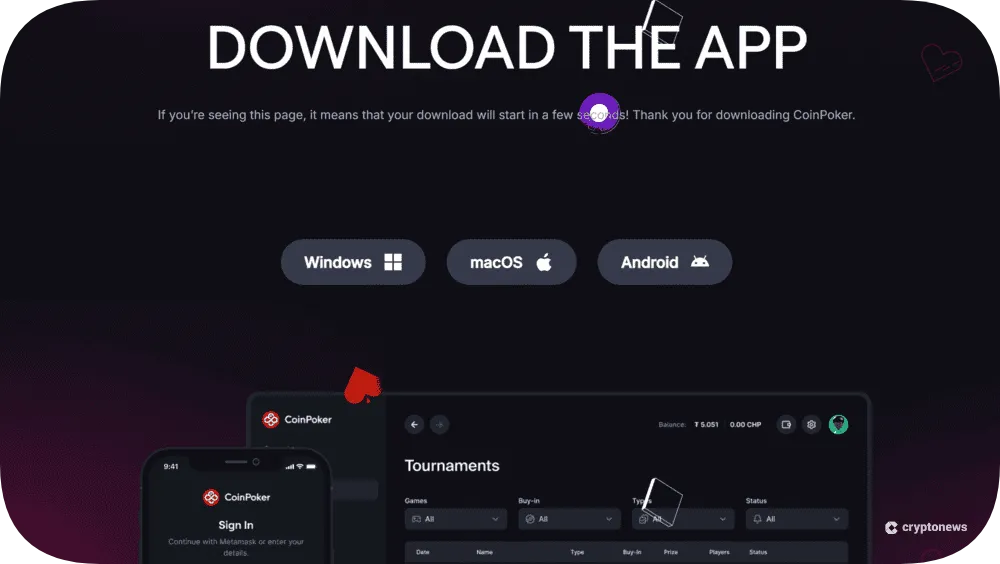Download the CoinPoker App to trade tron futures