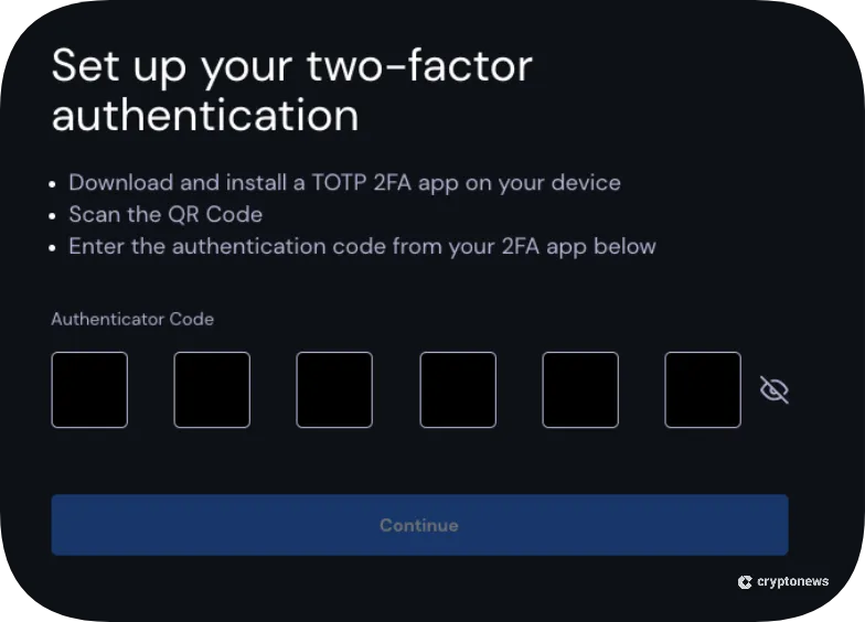 Activate Two-factor Authentication on bullish
