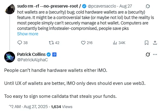hot vs cold crypto wallets x posts