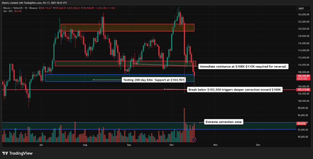 ChatGPT's BTC Analysis: $105K Tests Critical 200-Day EMA as Trump Cancels China Tariffs – Will $100K Break?