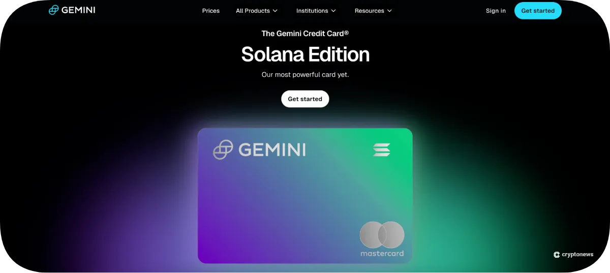 Gemini Solana Credit Card
