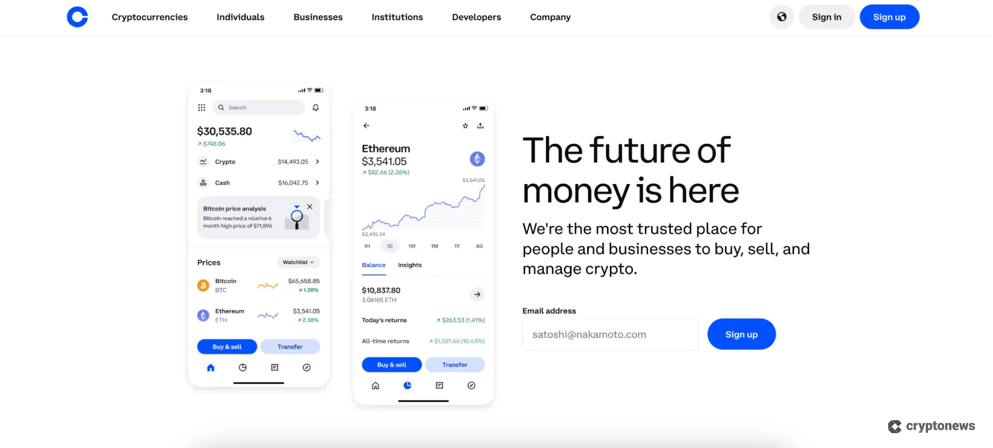 coinbase homepage