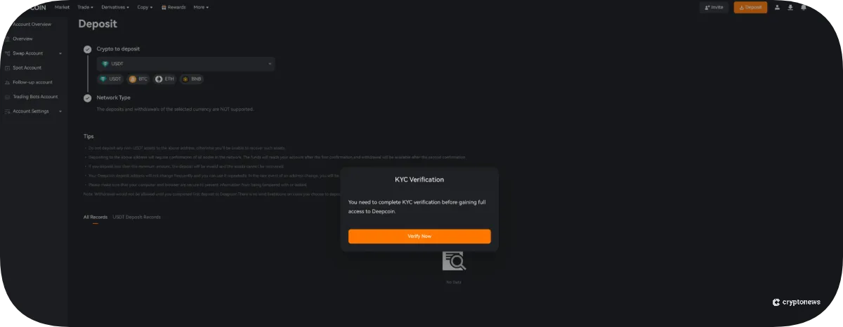 Deepcoin Deposit Crypto