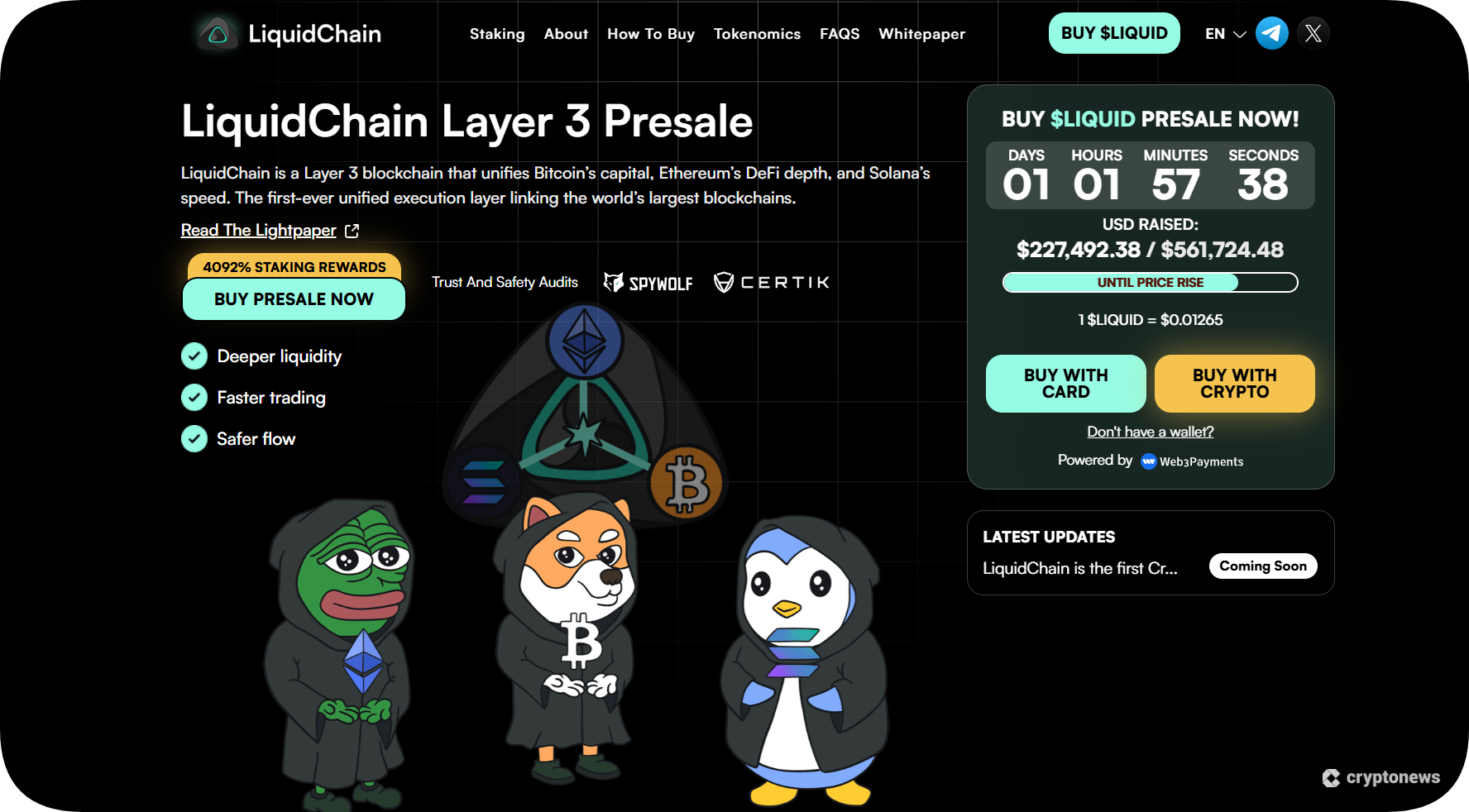 Screenshot of LiquidChain presale page