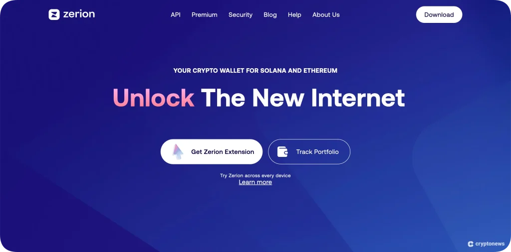 zerion homepage