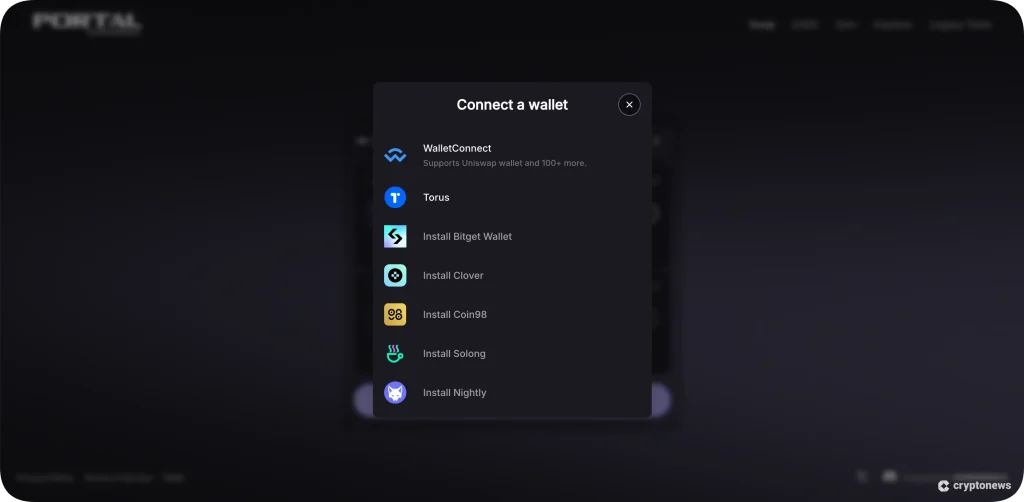 connect wallet on portal step