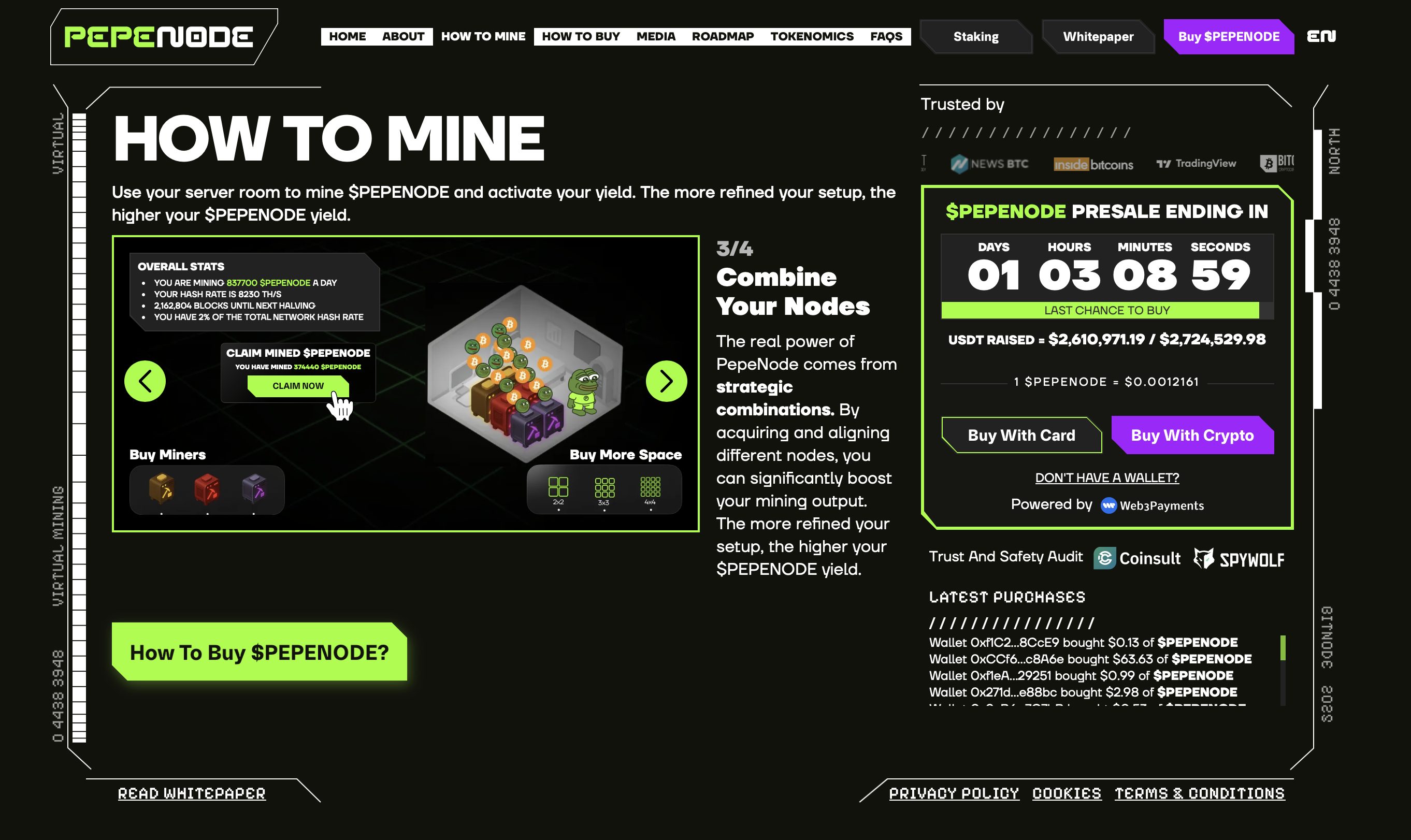 PEPENODE presale website - next altcoin to turn $100 into $10,000.