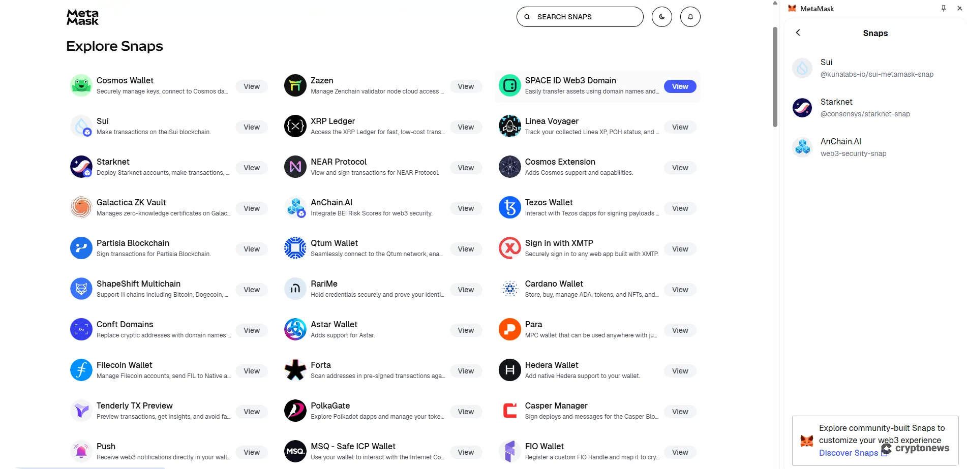 metamask wallet, managing, installing, and creating snaps