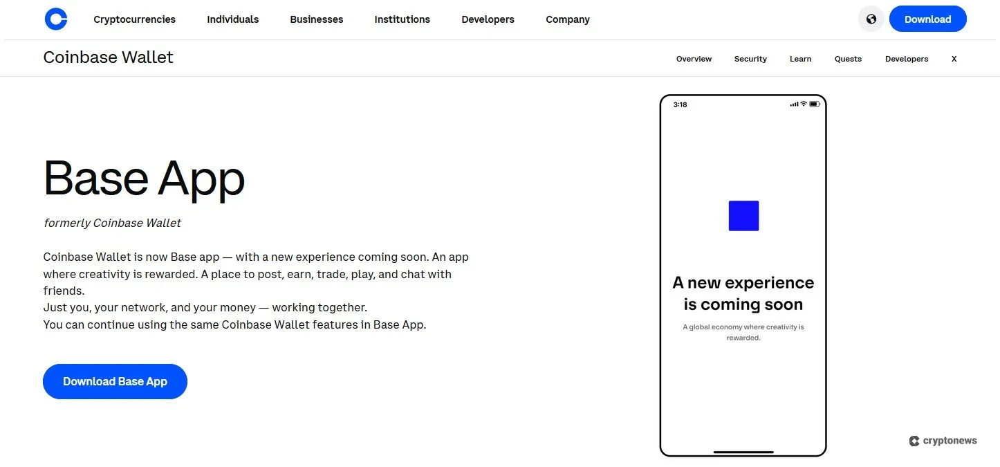coinbase homepage