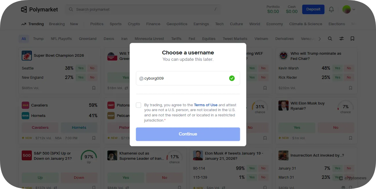 Select a username