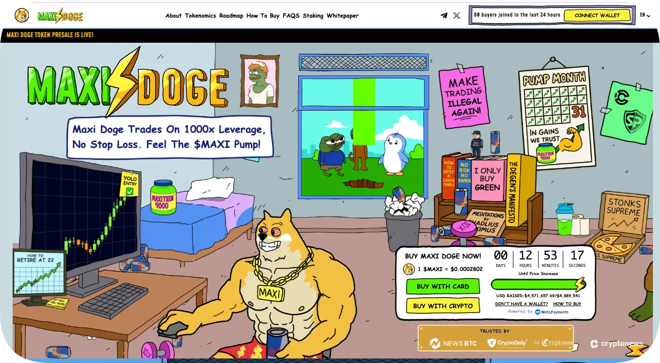 how to buy maxi doge on the official website