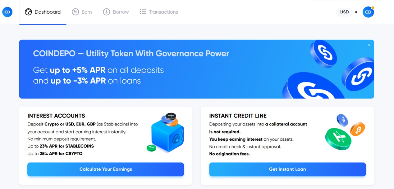 CoinDepo homepage
