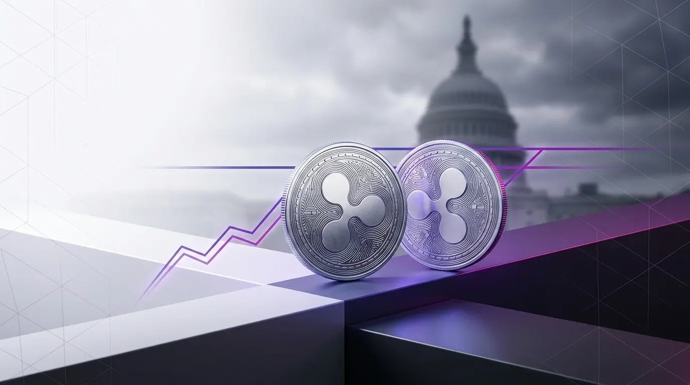 XRP coin near a market resistance line with the U.S. Capitol in the background