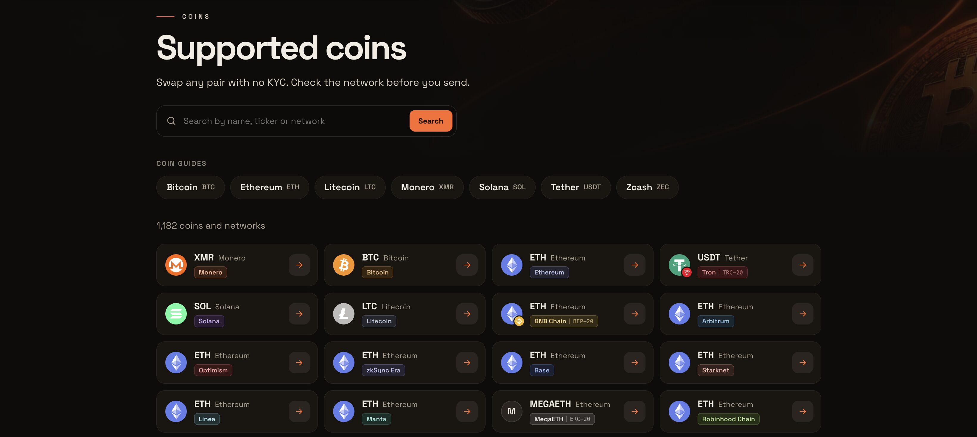 supported coins