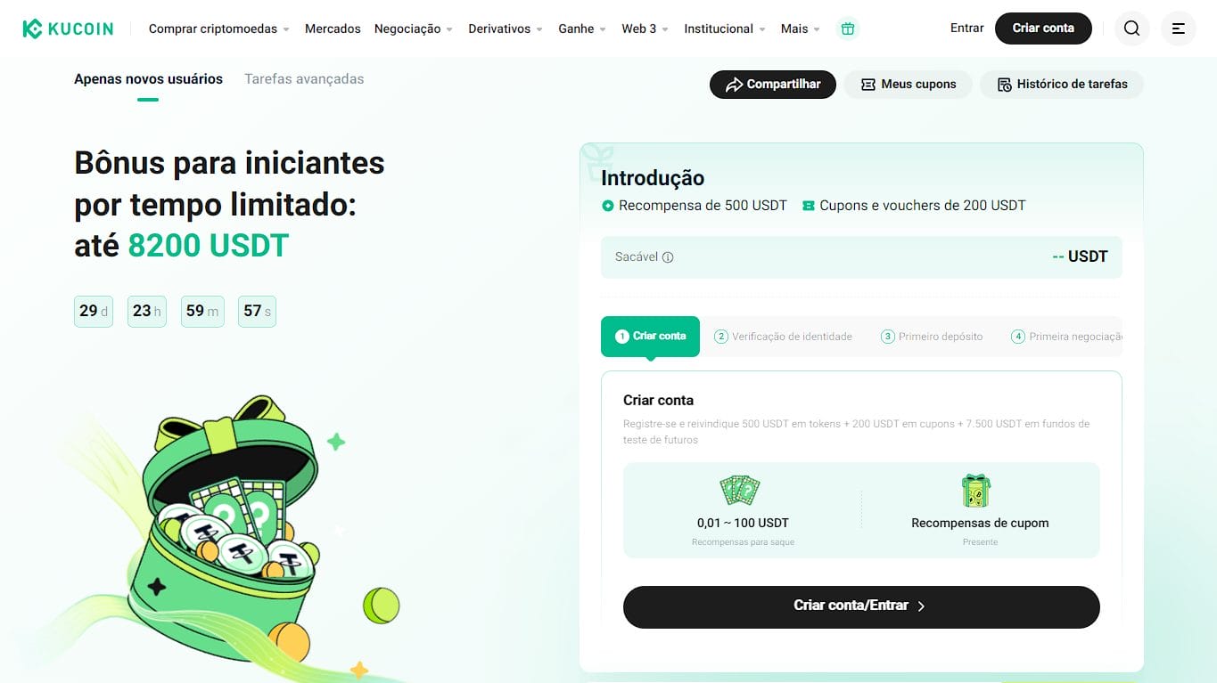 Oferta de boas-vindas na KuCoin Corretora
