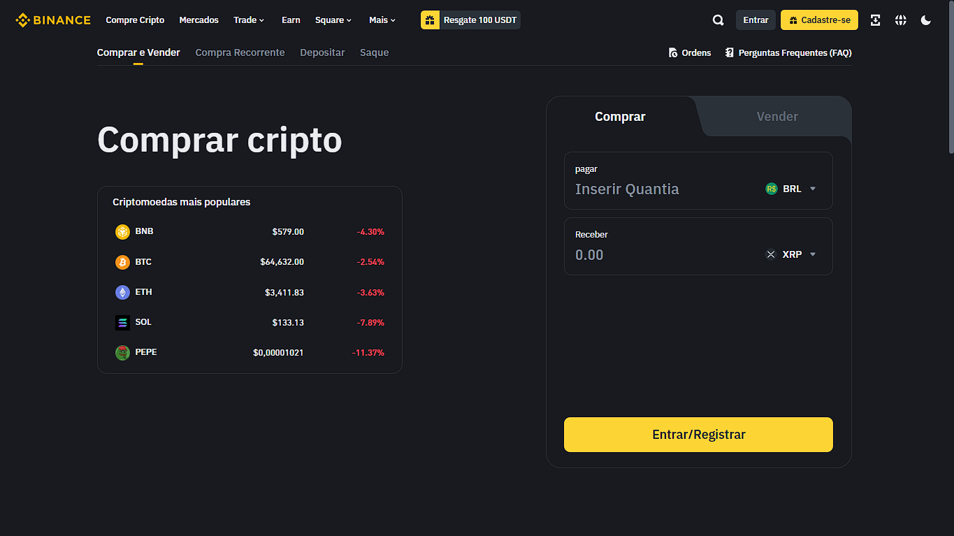 Guia para comprar criptomoedas na Binance