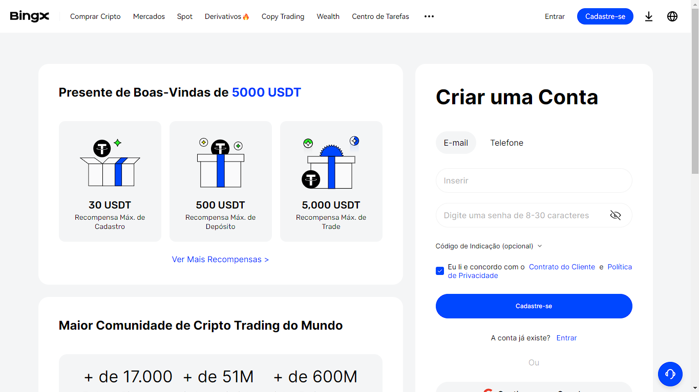 Saiba como receber recompensas se cadastrando na exchange BingX