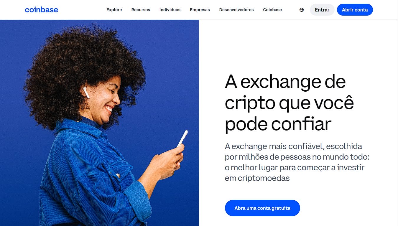 Imagem logo aplicativo de criptomoedas Coinbase