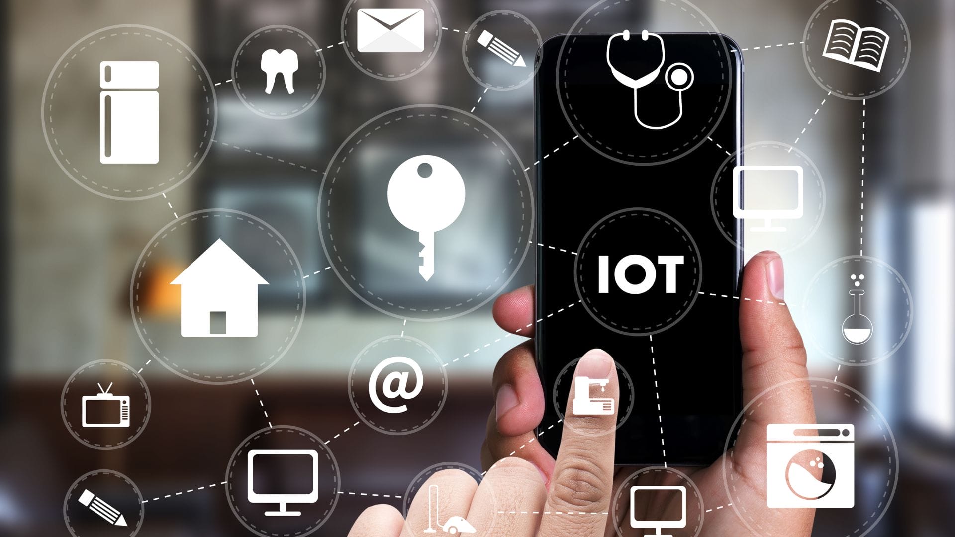 JASMY ja Panasonic aloittavat Internet of things yhteistyön. Kuvituskuvassa älypuhelin ja erilaisia ikoneita.