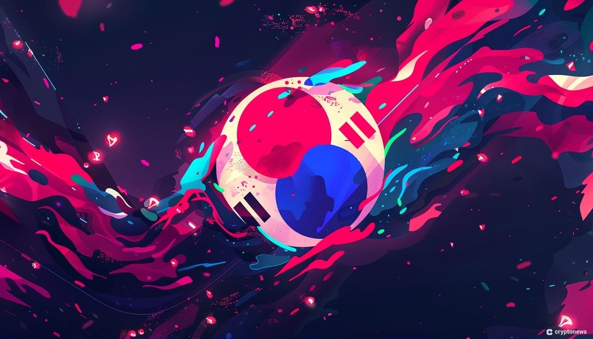 NFT etelä-korea kuvituskuvassa etelä-korean väreissä oleva pallo violetilla taustalla.