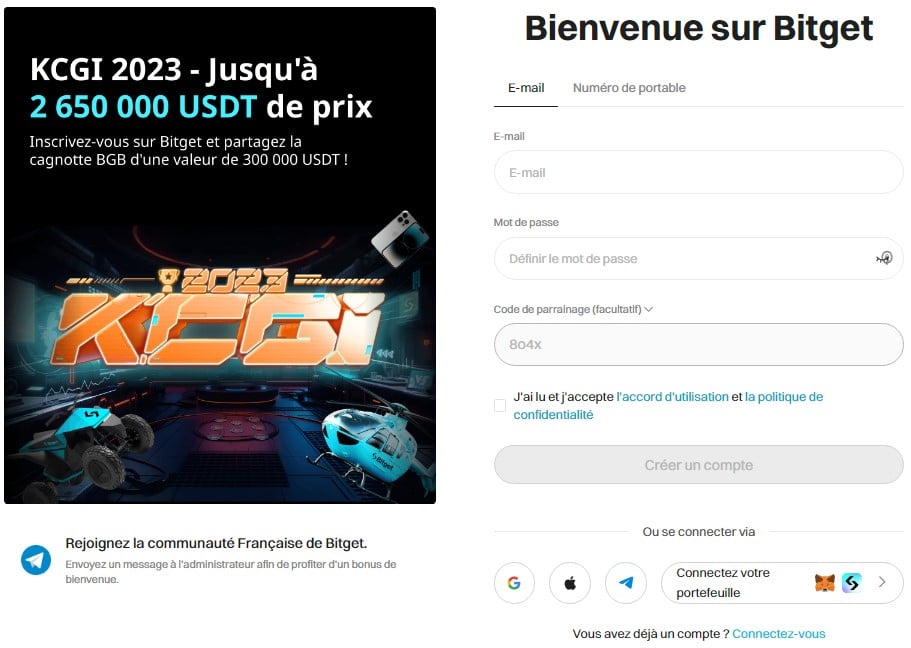 Inscription Bitget