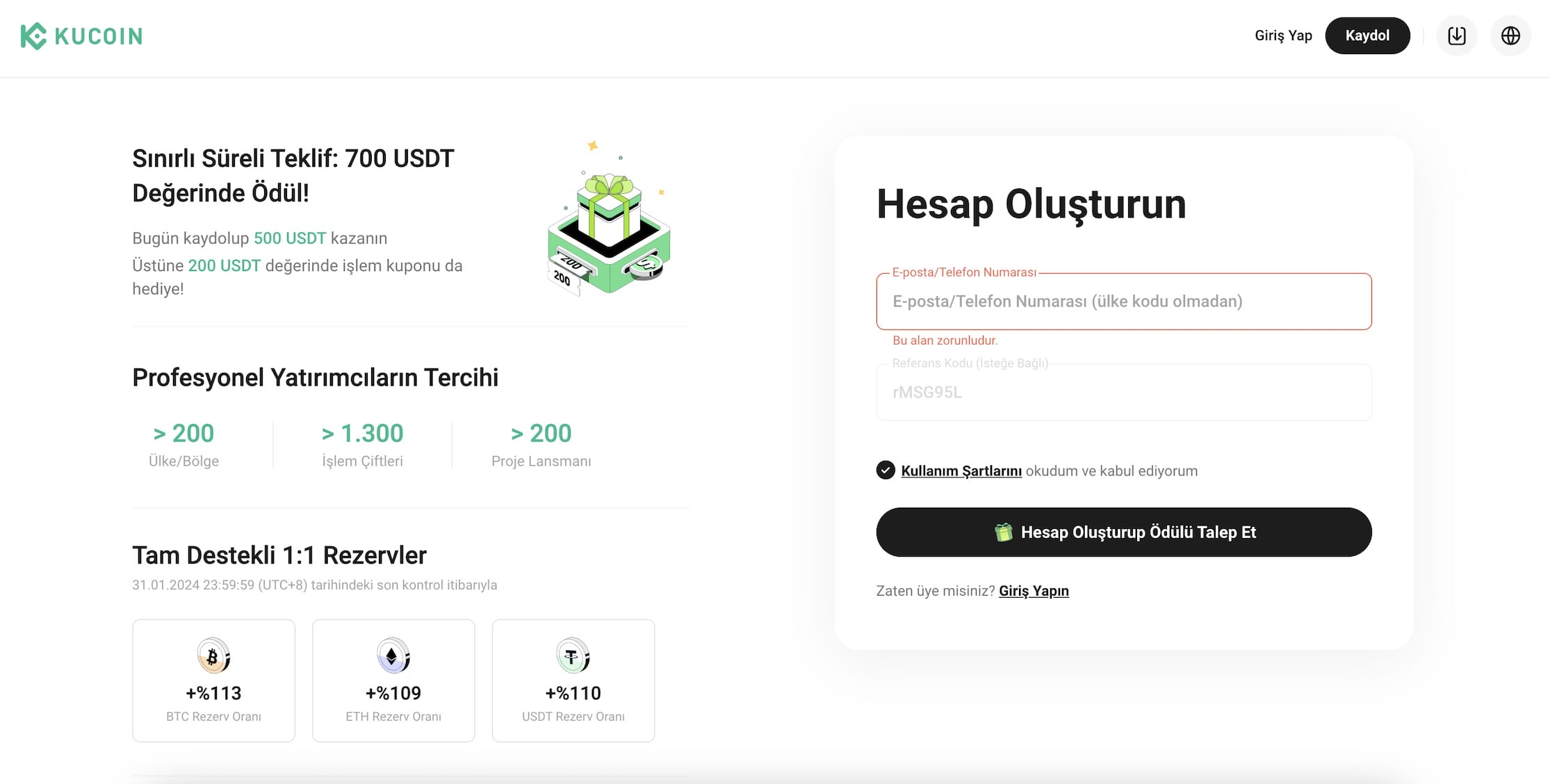 kucoin referans kodu ile hesap olusturun