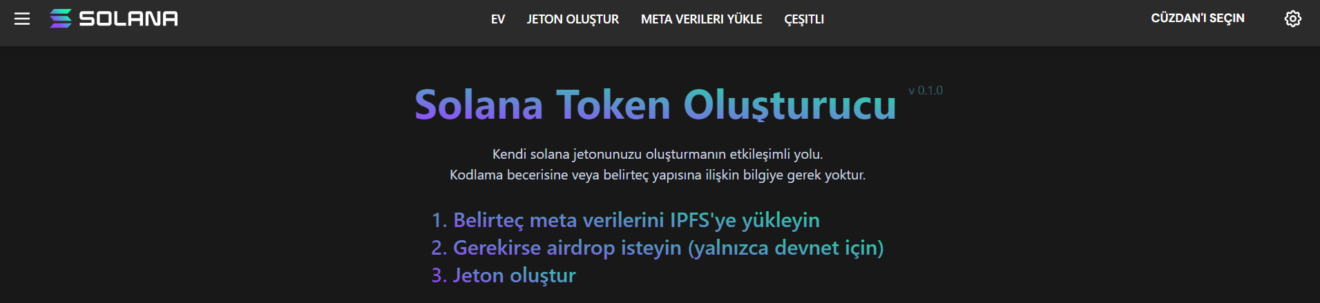 Solana token oluşturucu