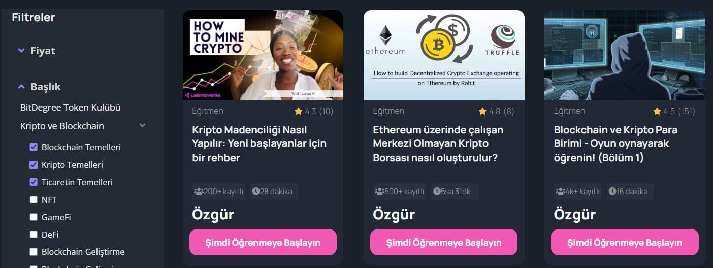 BitDegree Ücretsiz Eğitim Olanağı
